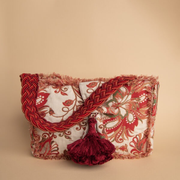 Borsa Grazia reverse da donna in cotone e poliestere color bianco con decorazioni floreali chiare